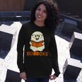 Booooks Ghost Boo Read Books Library Teacher Halloween Cute V3 Long Sleeve T-Shirt Gifts for Her