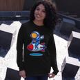 Cute Astronaut On Rocket Cartoon Long Sleeve T-Shirt Gifts for Her
