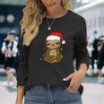 Cute Christmas Sloth Xmas Sloth With Santa Hat Men Women Long Sleeve T-Shirt T-shirt Graphic Print Gifts for Her