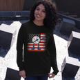 Dabbing Baseball Player 4Th July Usa Flag Plus Size Shirt For Men Women Long Sleeve T-Shirt Gifts for Her