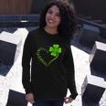 Dragonfly Heart Irish Shamrock Heart Clover St Patrick Day Long Sleeve T-Shirt Gifts for Her
