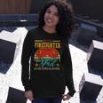 Firefighter Vintage Retro Im The Firefighter And Dad Dad Mustache Long Sleeve T-Shirt Gifts for Her