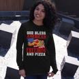 God Bless American Freedom And Pizza Plus Size Shirt For Men Women And Long Sleeve T-Shirt Gifts for Her