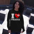 I Heart Pirates Tshirt Long Sleeve T-Shirt Gifts for Her