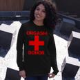 Orgasm Donor Red Imprint Long Sleeve T-Shirt Gifts for Her