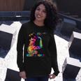 Hispanic Heritage Month Messy Bun Colorful Long Sleeve T-Shirt Gifts for Her