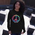 Peace Sign Love Flowers 60S 70S Tie Dye Hippie Costume Long Sleeve T-Shirt Gifts for Her