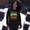 Pontoon Captain Retro Vintage Boat Lake Outfit Long Sleeve T-Shirt Gifts for Her