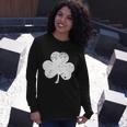 Retro Vintage Irish Distressed Shamrock St Patricks Day Long Sleeve T-Shirt Gifts for Her