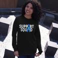 Support Squad Colon Cancer Awareness Blue Ribbon Tshirt Long Sleeve T-Shirt Gifts for Her