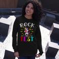 Testing Day Teacher Rock The Test Teaching Students Teachers Long Sleeve T-Shirt Gifts for Her