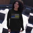 Thin Blue Gold Line 911 Police Dispatcher Long Sleeve T-Shirt Gifts for Her