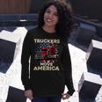 Trucker Truck Driver Trucker American Flag Truck Driver Long Sleeve T-Shirt Gifts for Her