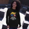 Trump 2024 Mean Tweets Usa Flag Sunglasses Political Long Sleeve T-Shirt Gifts for Her