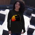 Vintage 80S Style Black Cat Retro Sun Long Sleeve T-Shirt Gifts for Her