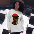 I Am Black History Melanin Pride Africa Map Hair Black Queen V2 Long Sleeve T-Shirt Gifts for Her