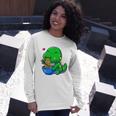 Cute Baby Dino Trex Eating Ramen Noodles Long Sleeve T-Shirt Gifts for Her