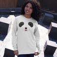 Cute Bear Panda Face Diy Easy Halloween Party Easy Costume Long Sleeve T-Shirt Gifts for Her