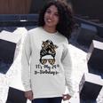 Its My 24Th Birthday Happy 24 Years Old Messy Bun Leopard Long Sleeve T-Shirt Gifts for Her