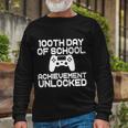 100Th Day Of School Achievement Unlocked Long Sleeve T-Shirt Gifts for Old Men
