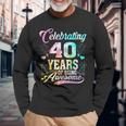 40 Years Of Being Awesome 40 Years Old 40Th Birthday Tie Dye Men Women Long Sleeve T-Shirt T-shirt Graphic Print Gifts for Old Men