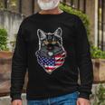 4Th Of July Cat American Patriotic Long Sleeve T-Shirt Gifts for Old Men