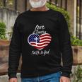 4Th Of July Christian Faith In God Heart Cross Long Sleeve T-Shirt Gifts for Old Men