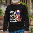 4Th Of July Hot Dog Wiener Comes Out Adult Humor Long Sleeve T-Shirt Gifts for Old Men