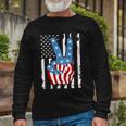 4Th Of July Peace Hand American Flag Long Sleeve T-Shirt Gifts for Old Men