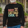 Best Cat Dad Ever Vintage Colors Tshirt Long Sleeve T-Shirt Gifts for Old Men