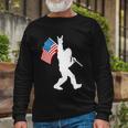 Bigfoot 4Th Of July Rock And Roll Usa Flag For Sasquatch Believers Long Sleeve T-Shirt Gifts for Old Men