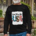 Bleached 4Th July God Bless The Usa Patriotic American Flag Long Sleeve T-Shirt Gifts for Old Men