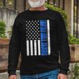 Back The Blue Thin Blue Line Us Flag Long Sleeve T-Shirt Gifts for Old Men