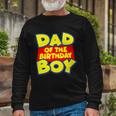 Cartoony Dad Of The Birthday Boy Tshirt Long Sleeve T-Shirt Gifts for Old Men
