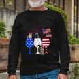 Cat 4Th Of July Costume Red White Blue Wine Glasses Long Sleeve T-Shirt Gifts for Old Men