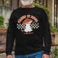 Checkered Mushroom Ghost Creep It Real Halloween Long Sleeve T-Shirt Gifts for Old Men