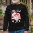 Christmas In July Retro Hipster Santa 4Th Of July Long Sleeve T-Shirt Gifts for Old Men