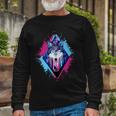 Colorful Wolf Painting Wolves Lover Long Sleeve T-Shirt Gifts for Old Men