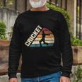 Cricket Sport Game Cricket Player Silhouette Cool Long Sleeve T-Shirt Gifts for Old Men