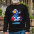 Cute Astronaut On Rocket Cartoon Long Sleeve T-Shirt Gifts for Old Men
