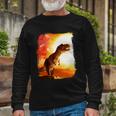 Desert Sun Galaxy Trex Dinosaur Long Sleeve T-Shirt Gifts for Old Men