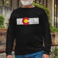 Distressed Colorado State Flag Denver Co Patriotic Tshirt Long Sleeve T-Shirt Gifts for Old Men