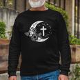 Faith Cross Crescent Moon With Sunflower Christian Religious Long Sleeve T-Shirt T-Shirt Gifts for Old Men