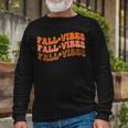 Fall Vibes Thanksgiving Retro Groovy Long Sleeve T-Shirt Gifts for Old Men