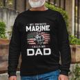 Fathers Day Flag My Favorite Marine Calls Me Dad Tshirt Long Sleeve T-Shirt Gifts for Old Men