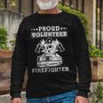 Firefighter Proud Volunteer Firefighter Fire Department Fireman V2 Long Sleeve T-Shirt Gifts for Old Men