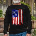 Firefighter Retro American Flag Firefighter Dad Jobs Fathers Day V2 Long Sleeve T-Shirt Gifts for Old Men