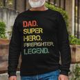 Firefighter Vintage Style Dad Hero Firefighter Legend Fathers Day Long Sleeve T-Shirt Gifts for Old Men