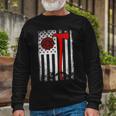 Firefighter Wildland Firefighter Axe American Flag Thin Red Line Fir Long Sleeve T-Shirt Gifts for Old Men