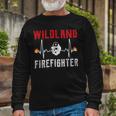 Firefighter Wildland Firefighter Fire Rescue Department Heartbeat Line Long Sleeve T-Shirt Gifts for Old Men